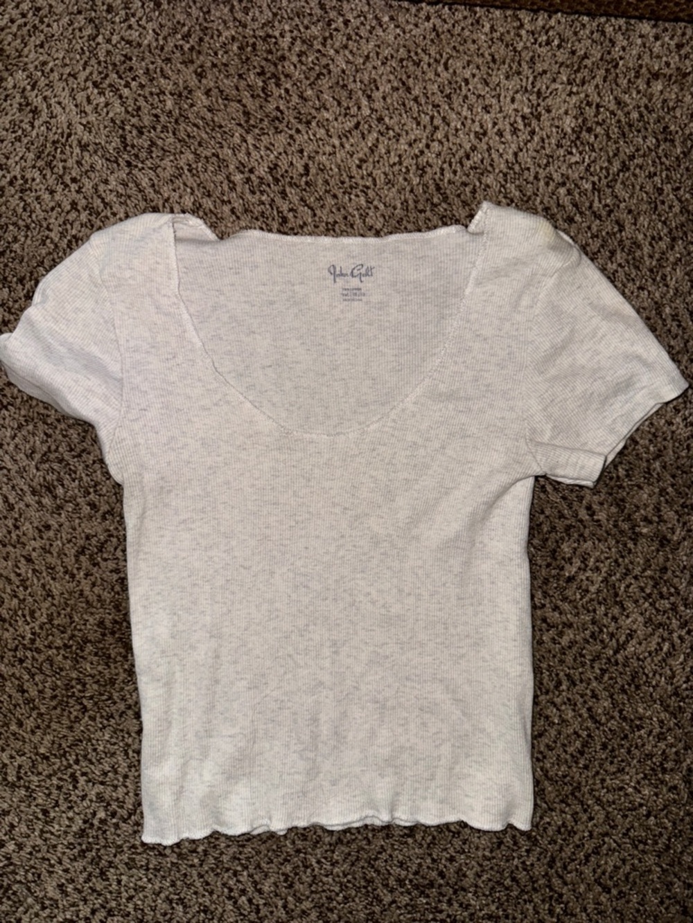 Brandy Melville Light Gray Scoop Neck Short Sleeve Top